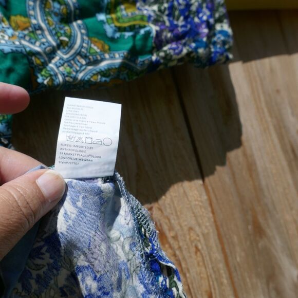 Tiny Anthropologie Blouse Ellery Blue Floral Patchwork Print Top Size Medium - Picture 6 of 7